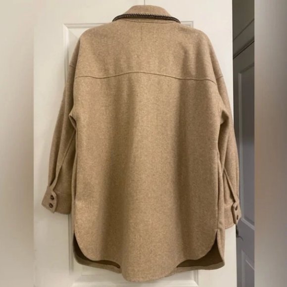 Zara contrasting topstitch soft shacket / overshirt - XS - Picture 3 of 3